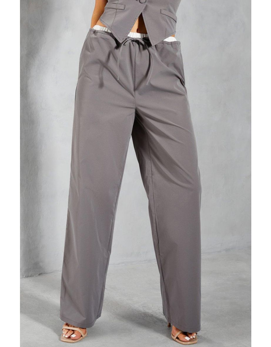 Tailored Elastic Drawstring Waist Straight Leg Trouser - 3
