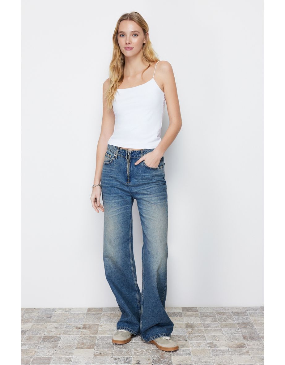 White Strap Regular Stretch Knitted Undershirt