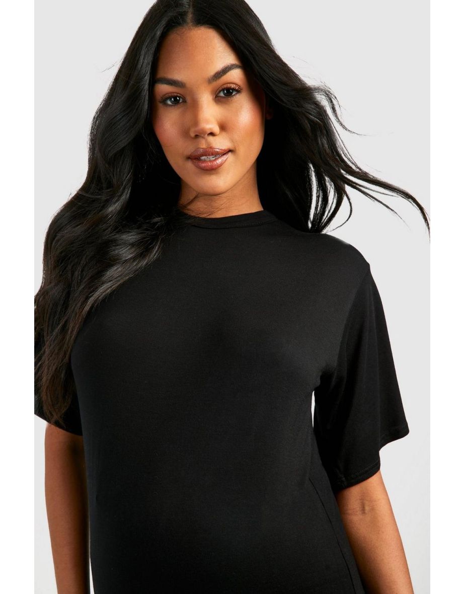Maternity T-shirt Midaxi Dress - black - 3