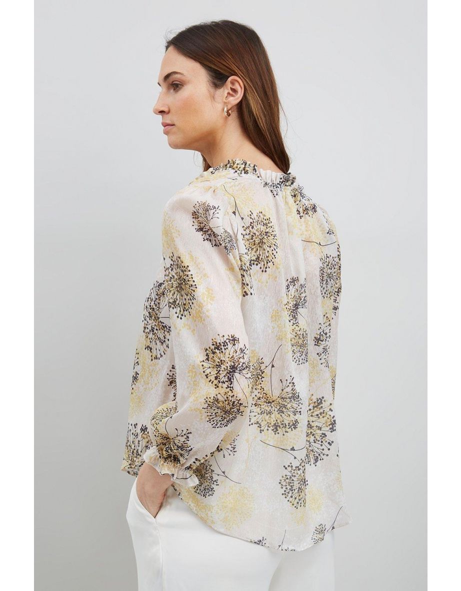 Dandelion Floral Tie Frill Neck Top - 2