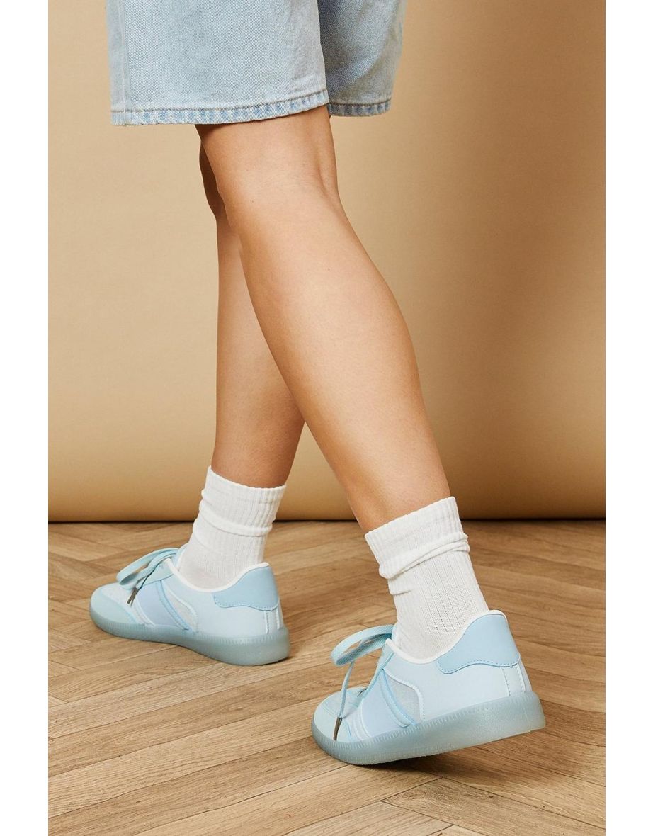 Clara Faux Suede Mix Lace Up Trainers - 3