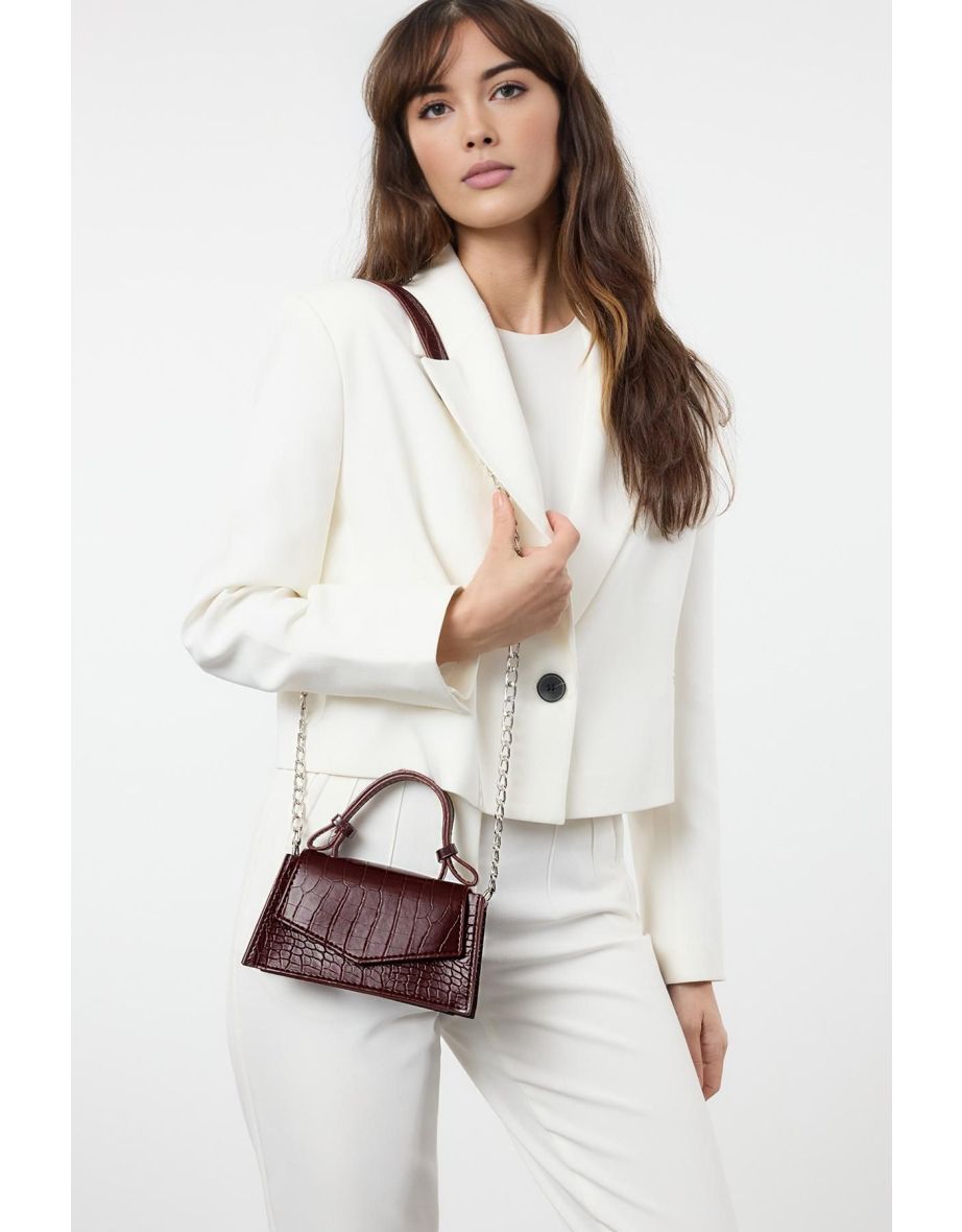 Claret Red Textured Crossbody Women's Mini City Bag