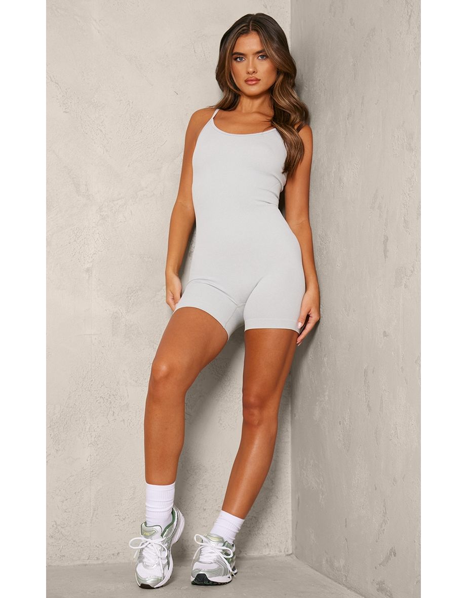 Grey Marl Seamless Gym Unitard