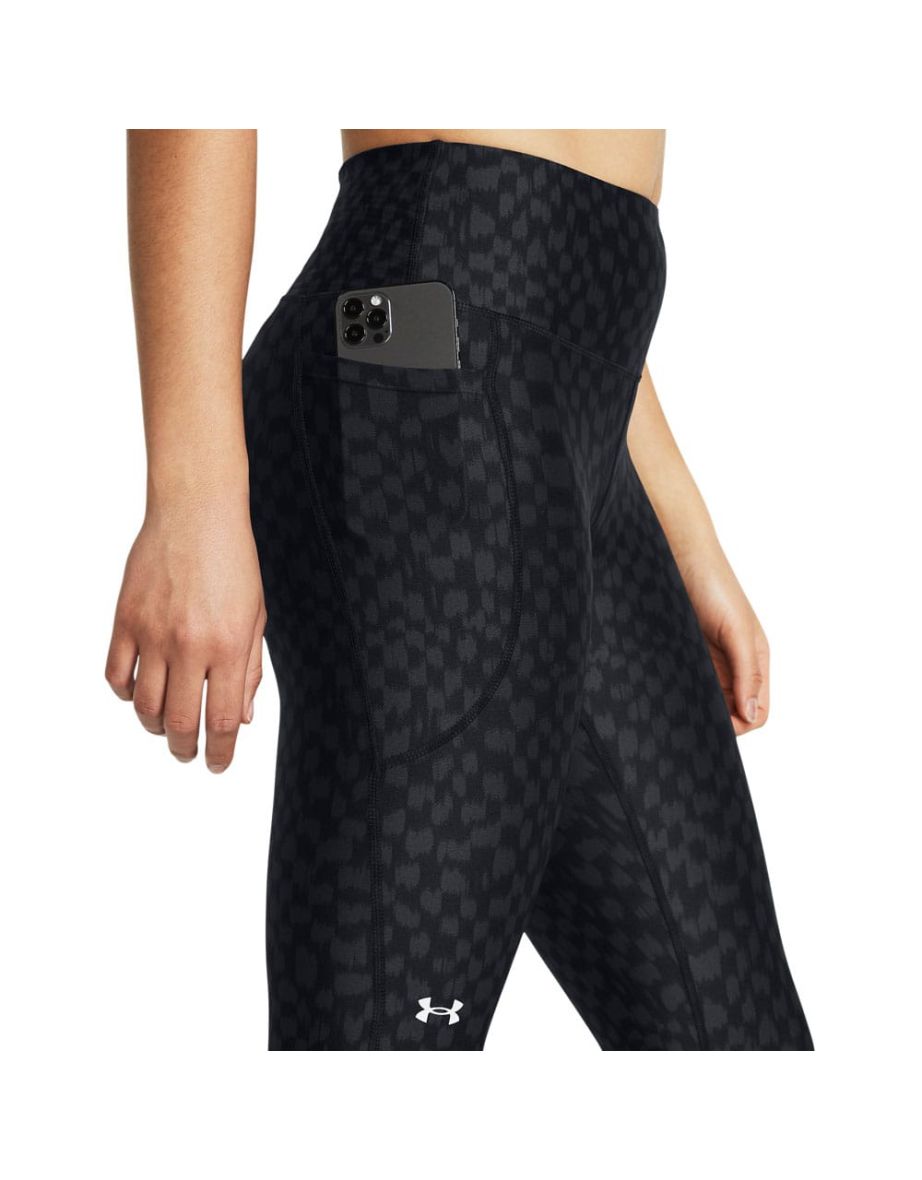 Women's Under Armour HeatGear No-Slip Waistband Printed Ankle Leggings in Black - 3
