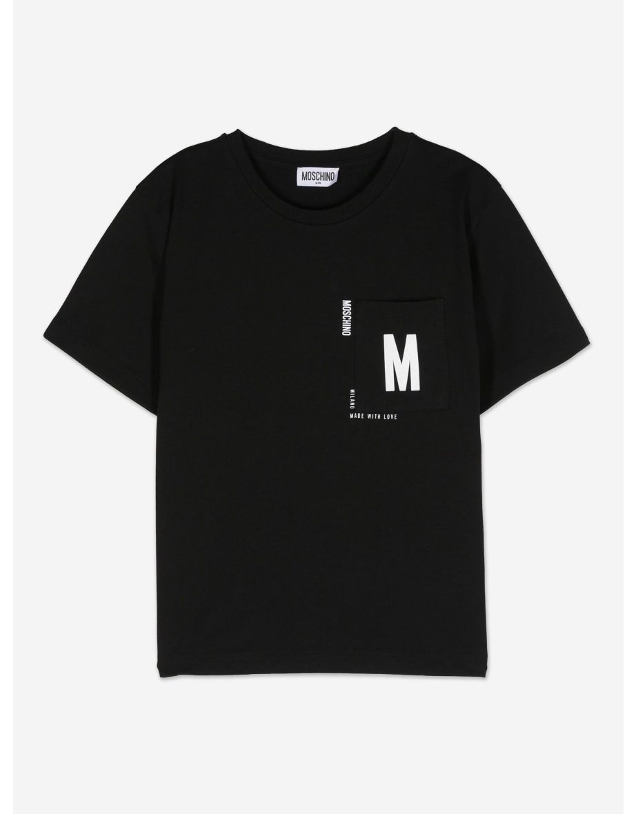 Moschino Kids Logo Pocket T-Shirt in Black