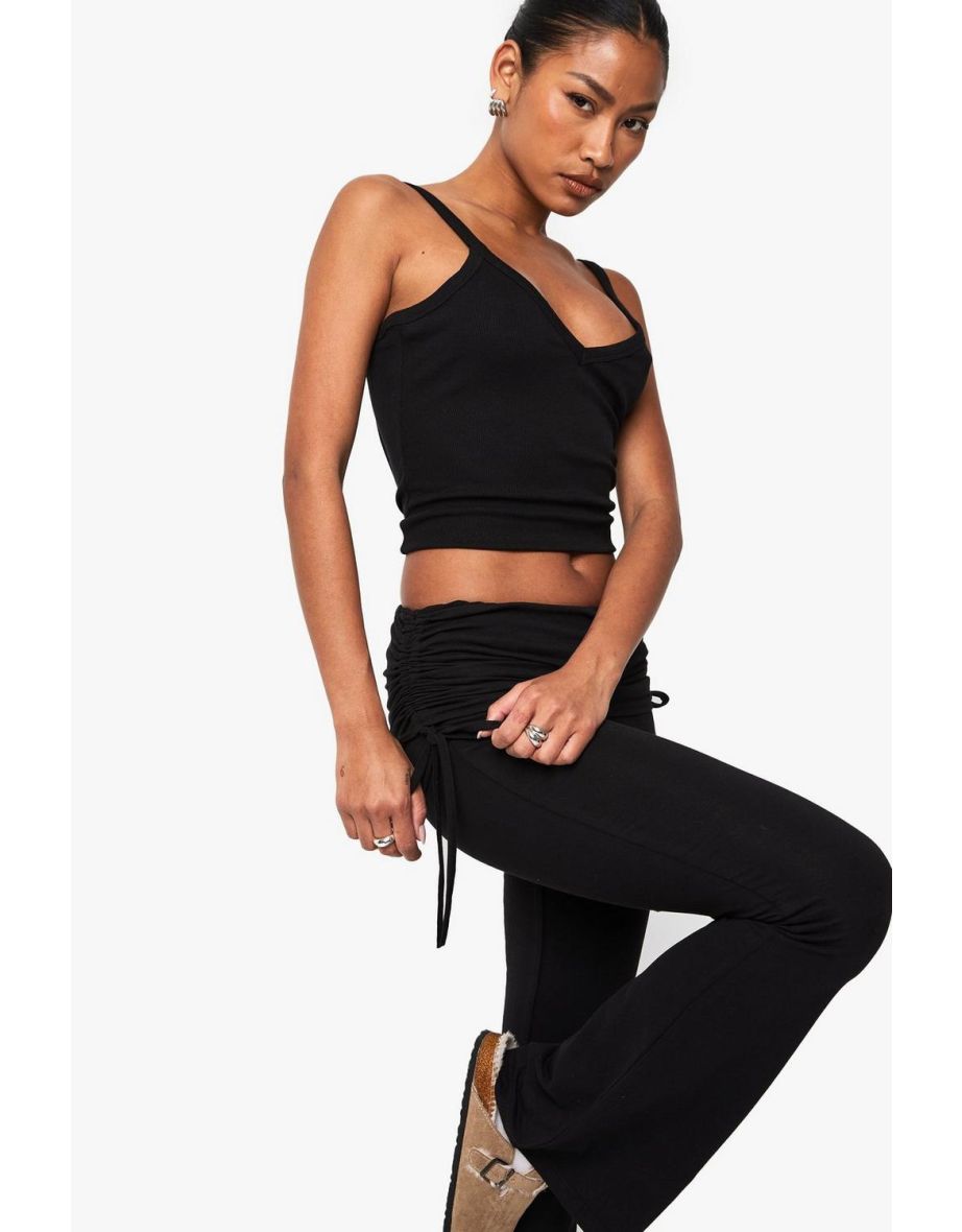 BOOHOO BASICS FOLD OVER WAIST FLARE LEGGING - black - 3