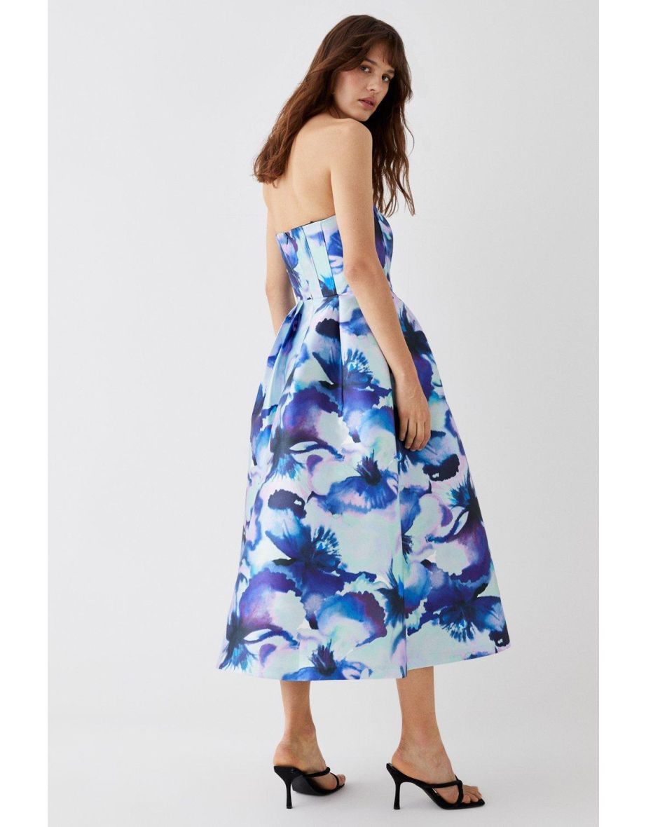 Satin Twill Strapless Midi Dress - 3