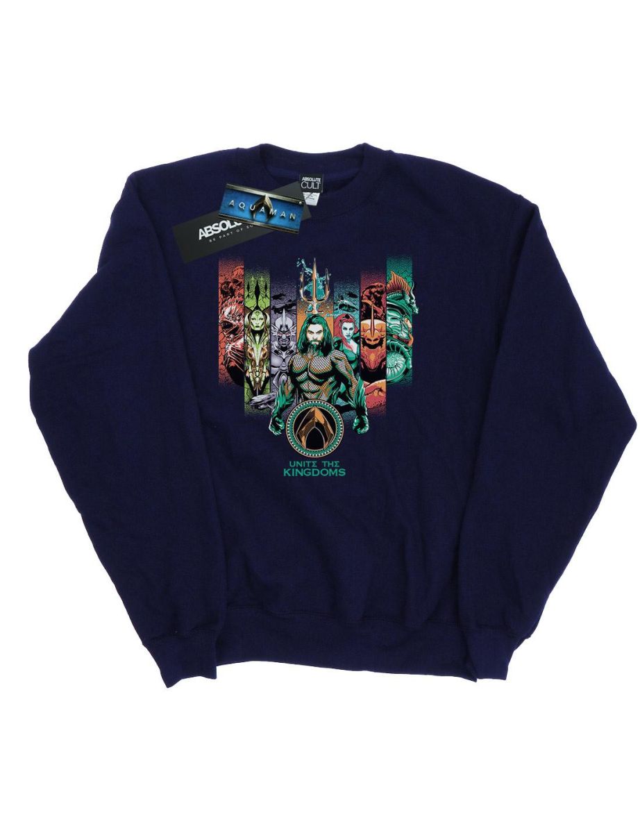 DC Comics Boys Aquaman Unite The Kingdoms Sweatshirt - Navy Blue