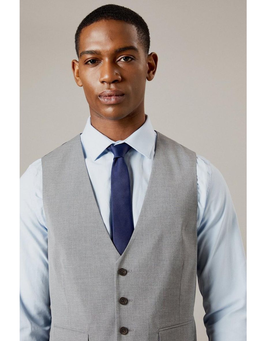 Grey Textured Waistcoat - 2