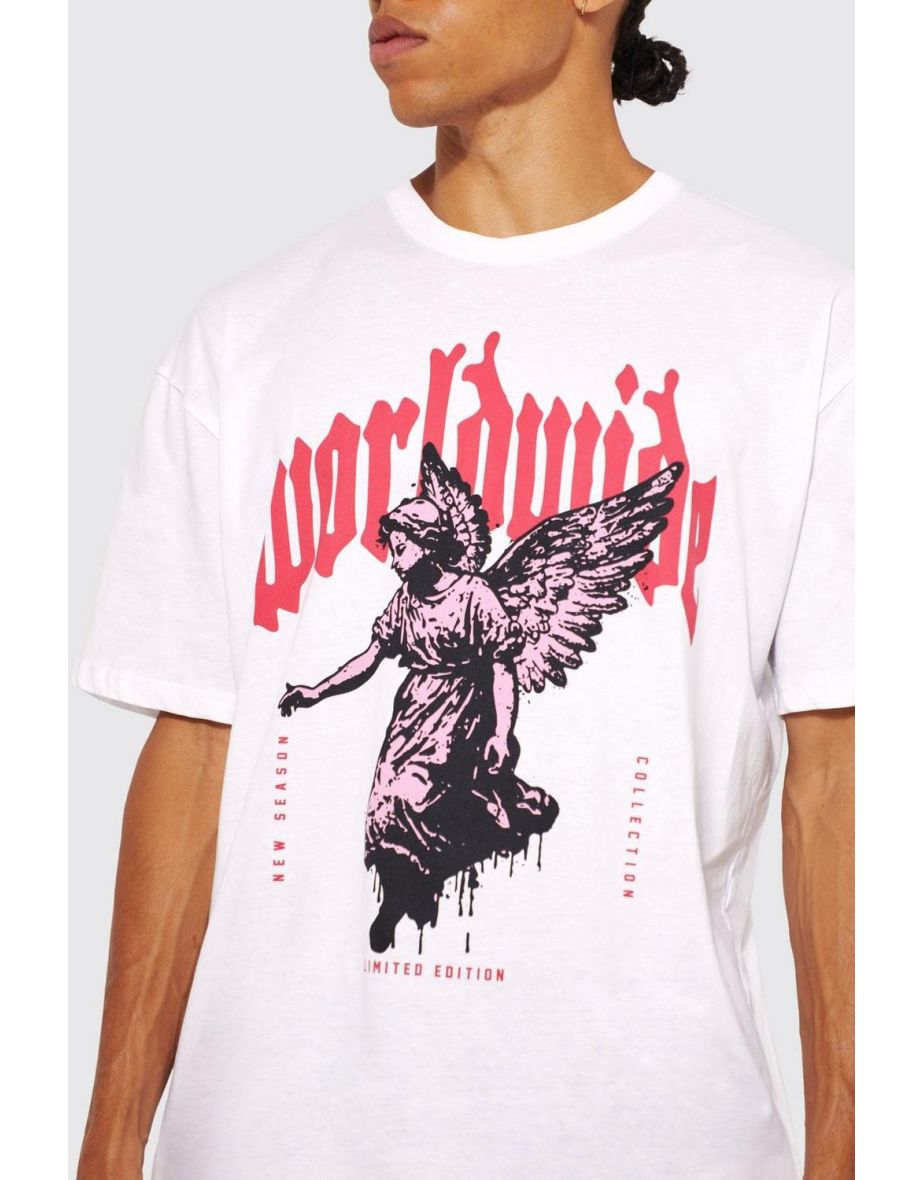 Tall Oversized Overdyed Fallen Angel T-shirt - white - 2