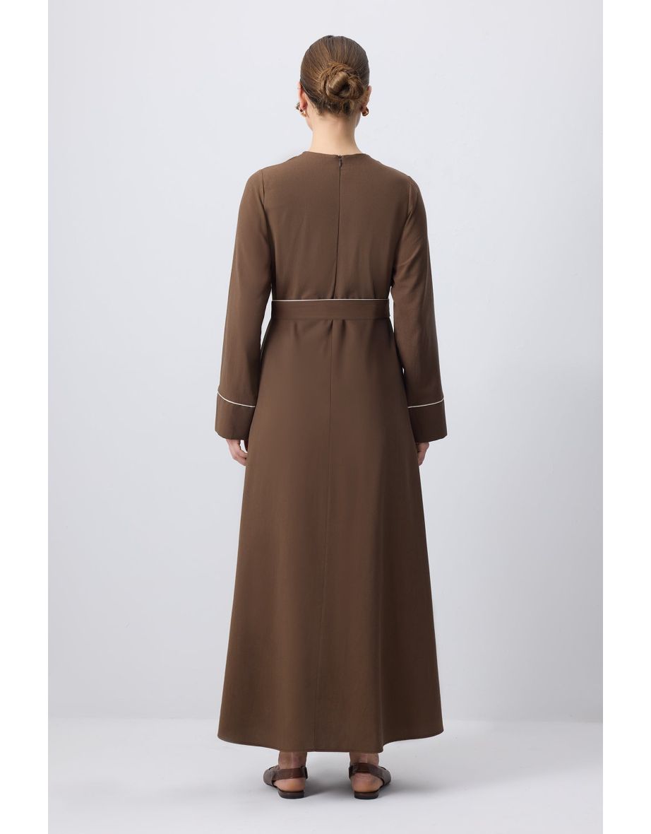 CONTRAST PIPING DRESS - 3