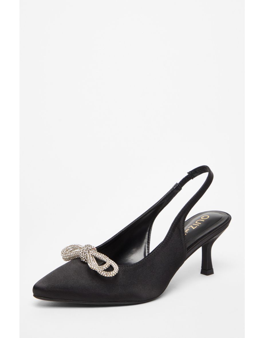 Wide Fit Black Slingback Court Heels