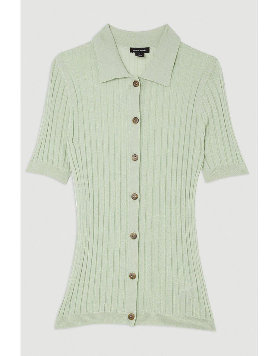 Lightweight Viscose Blend Summer Knit Polo Shirt - 3