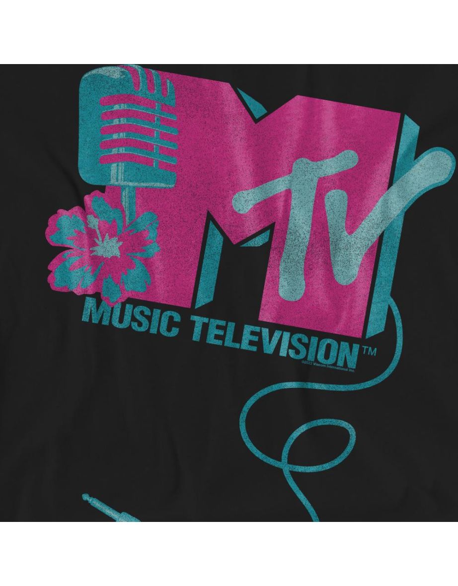 MTV Unisex Adult Microphone Logo T-Shirt - Black - 3
