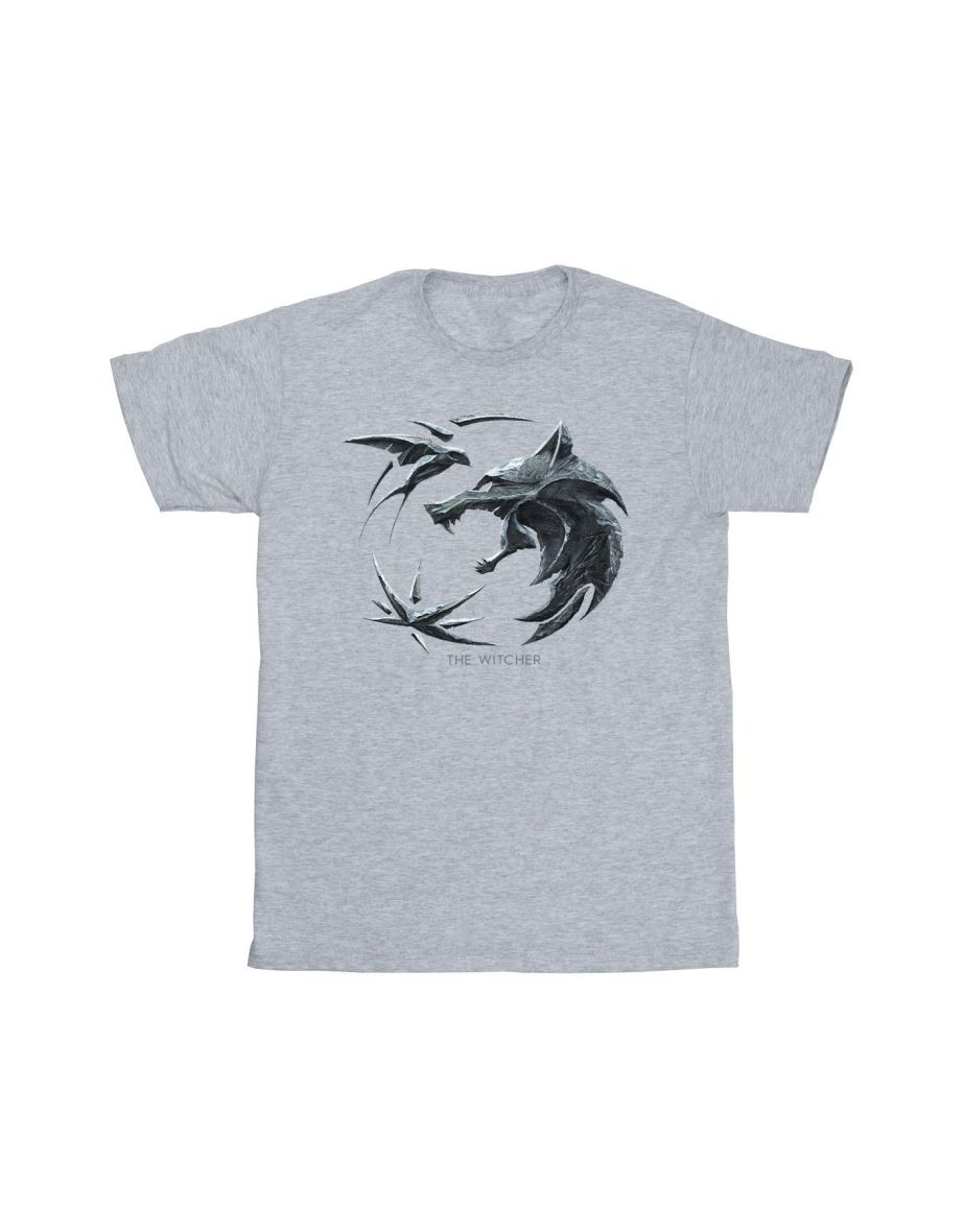 Netflix Mens The Witcher Wolf Logo T-Shirt - Sports Grey