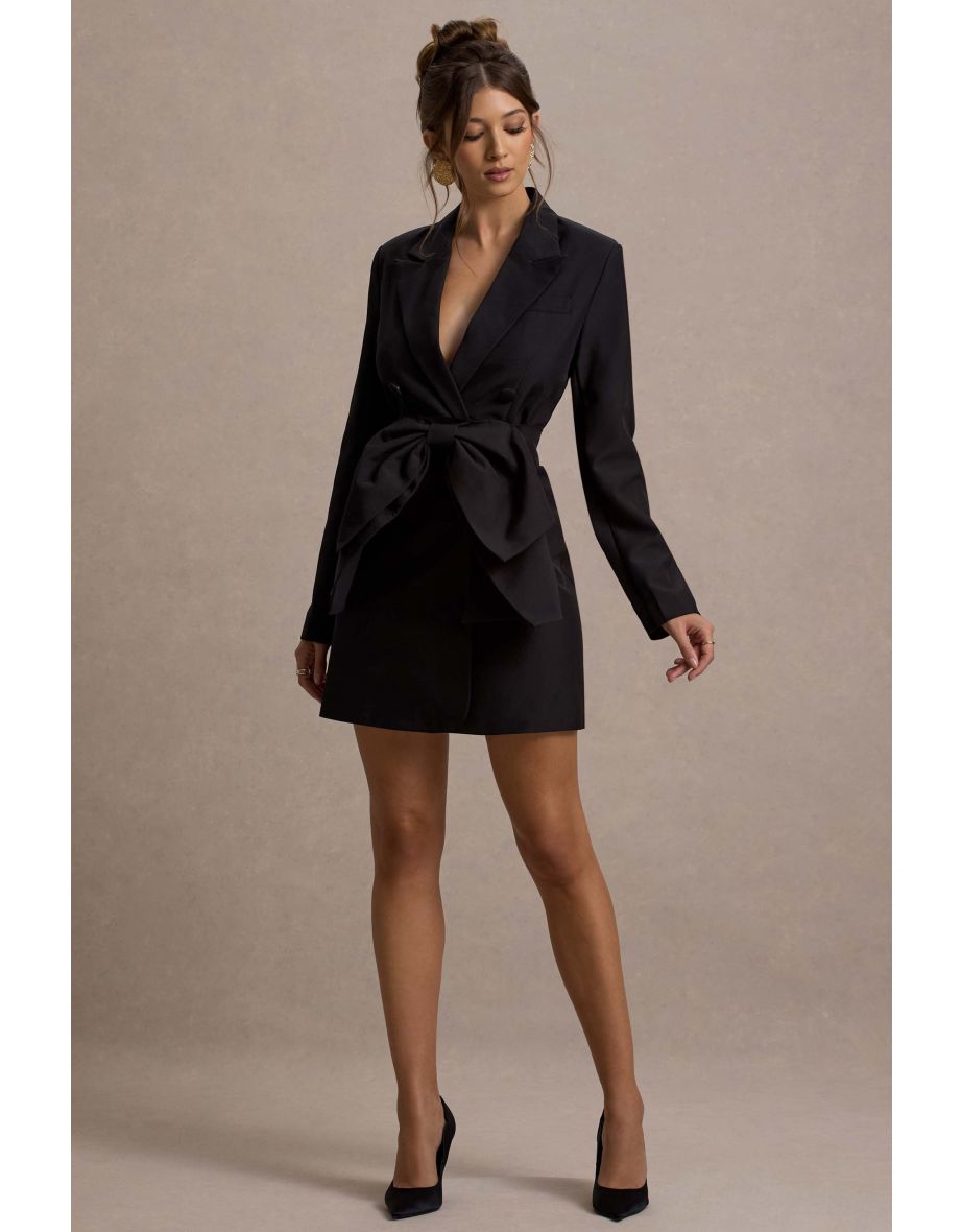 Prized | Black Tailored Blazer Dress With Bow