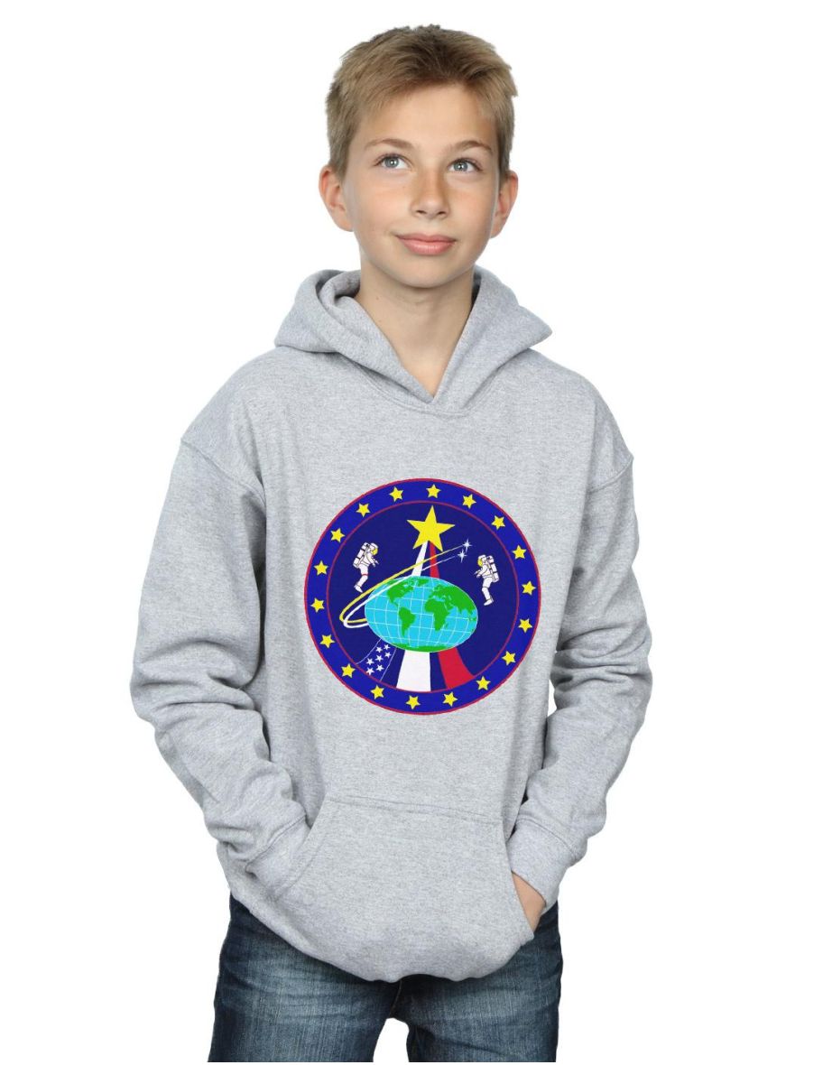 NASA Boys Classic Globe Astronauts Hoodie - Sports Grey