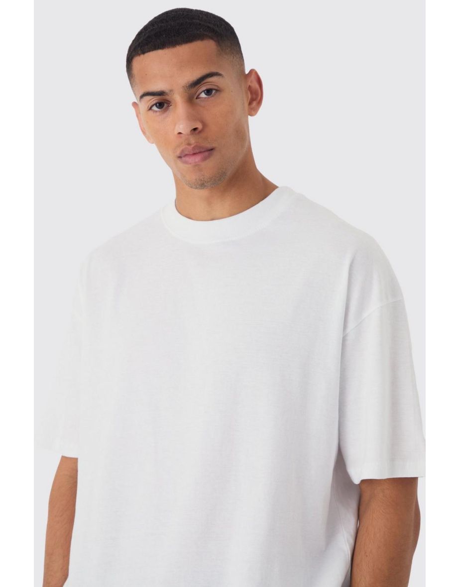 Oversized Extended Neck T-shirt - white - 2