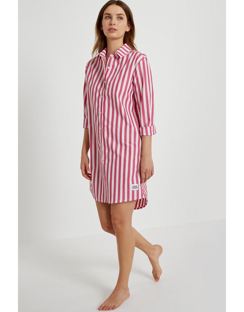 Striped Cotton Poplin Nightshirt