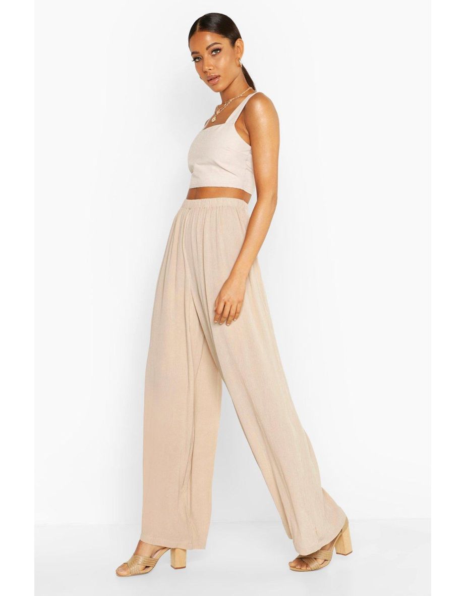 Cheese Cloth Wide Leg Trousers - ecru