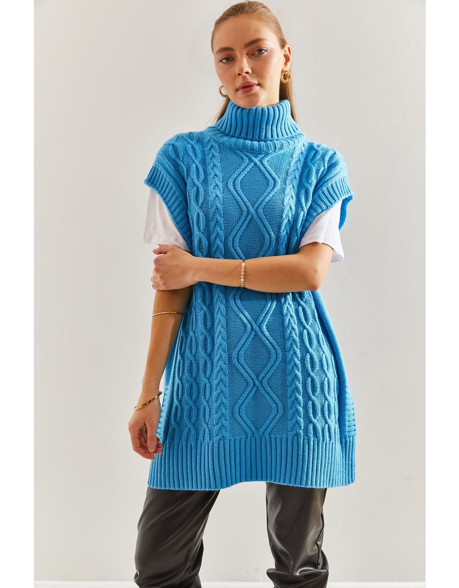 Women's Turtleneck Hair Braided Knitwear Sweater - 5