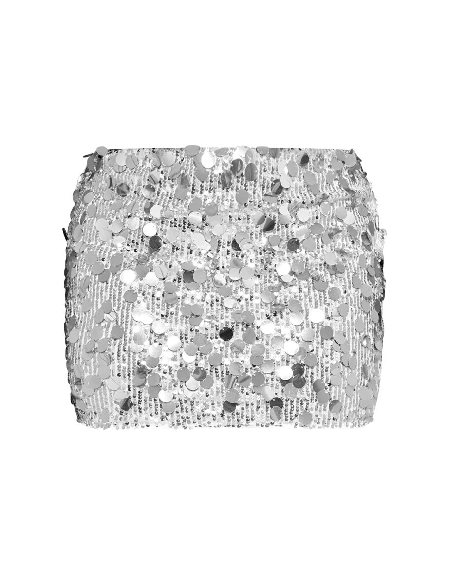 Plus Silver Coin Sequin Mini Skirt - 5