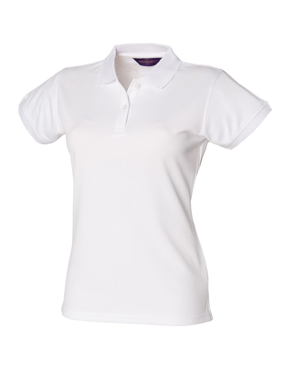 Henbury Womens/Ladies Coolplus® Fitted Polo Shirt - White