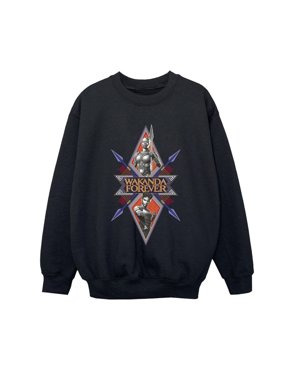 Marvel Boys Wakanda Forever Tribal Spear Chest Sweatshirt - Black - 2