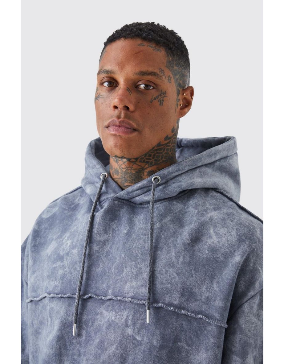 Shop Oversized Boxy Seam Detail Acid Wash Hooded Tracksuit light grey Online in United Arab Emirates VogaCloset