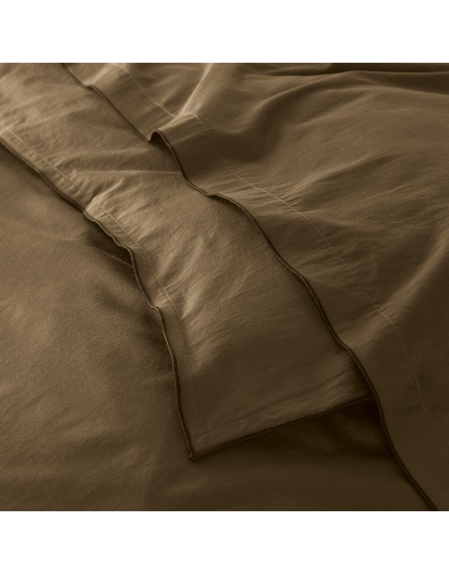 Victor Plain 100% Washed Cotton Satin 300 Thread Count Flat Sheet - 5