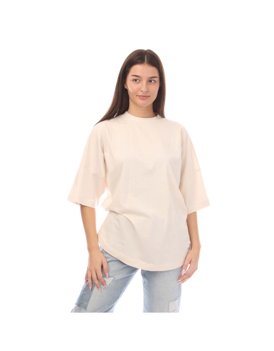 Women's Palm Angels Classic Logo Loose T-Shirt in Cream