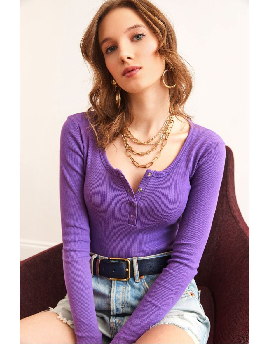 Blouse - Purple - Fitted