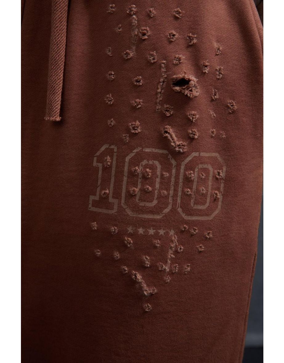Gunna Slim Fit Flare Joggers with Distressing - brown - 3