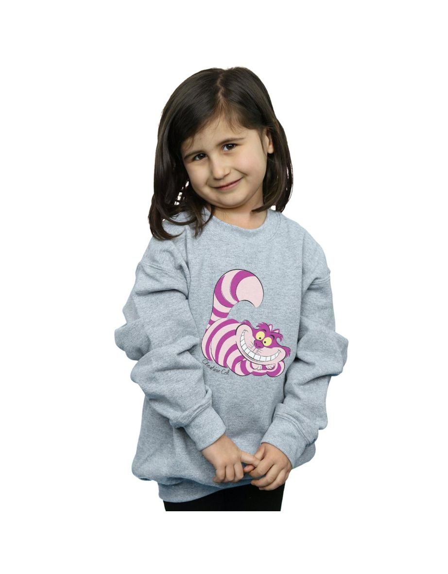 Alice In Wonderland Girls Cheshire Cat Sweatshirt - Sports Grey