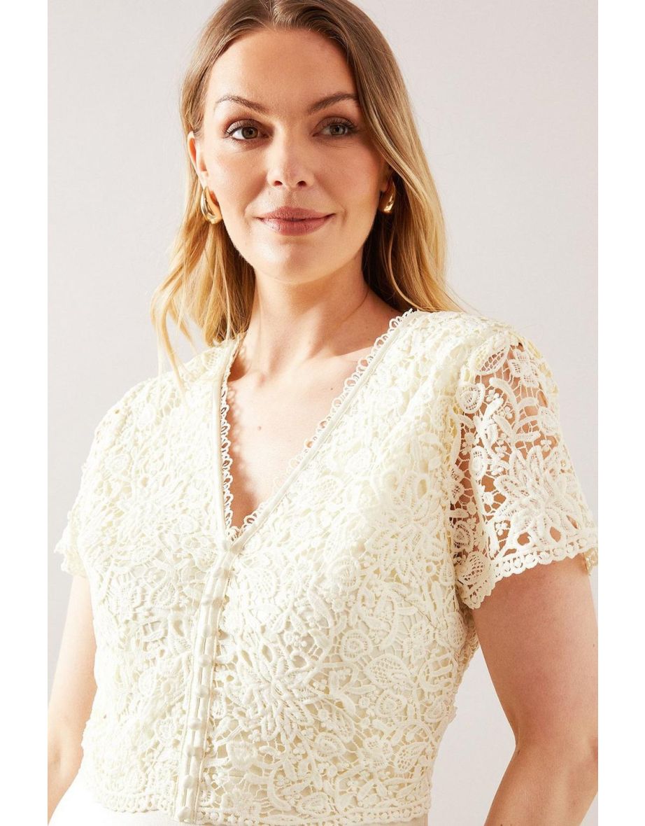 Lace Overlay Full Skirt Midi Dress - 3