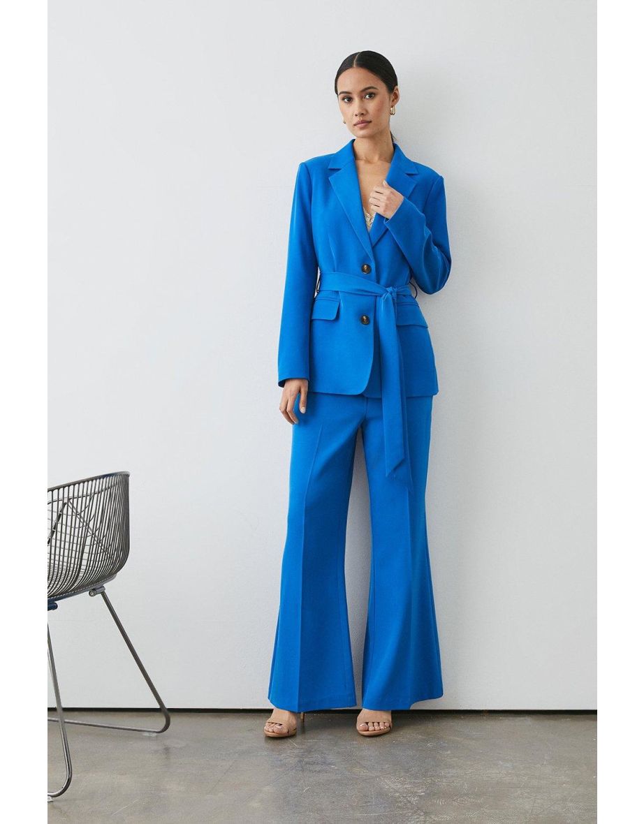 Split Detail Wide Leg Trouser - blue