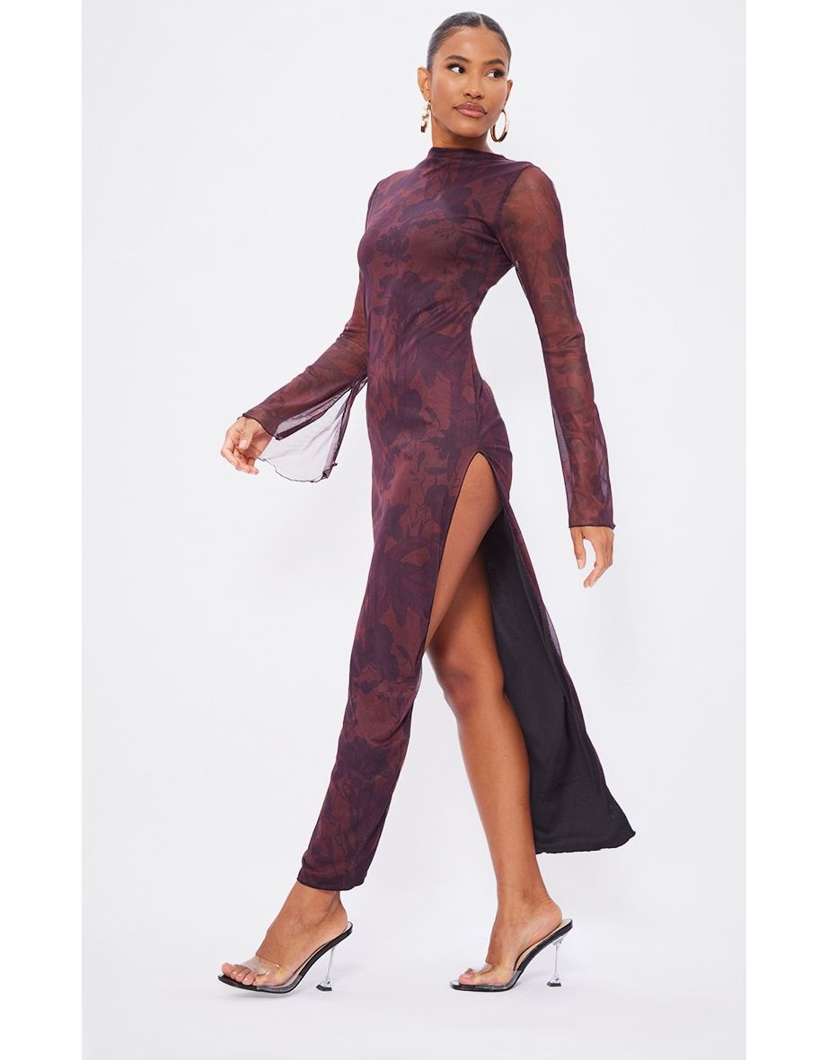 Prettylittlething clearance burgundy dress