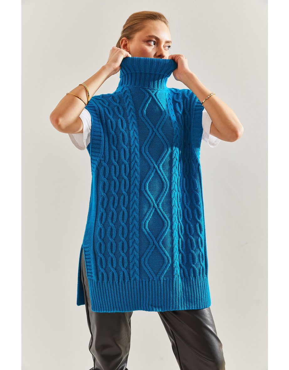 Women's Turtleneck Hair Braided Knitwear Sweater - 5