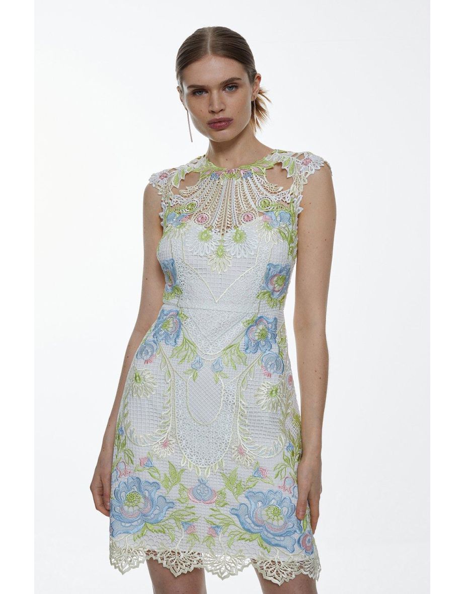 Karen millen floral lace mini dress hotsell