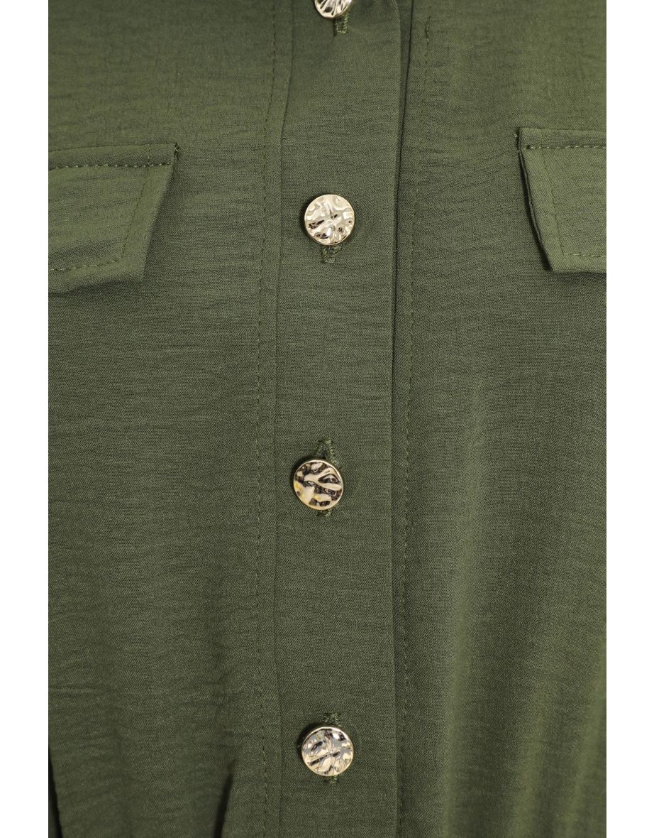 Khaki Skater Shirt Dress - 5