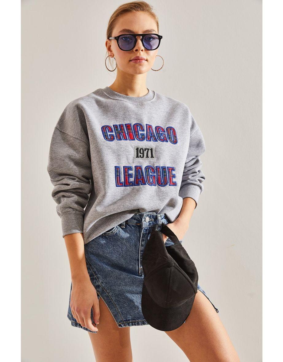 Women's Chicago Printed Three Thread Raised Sweatshirt - 4