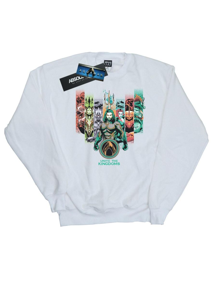 DC Comics Boys Aquaman Unite The Kingdoms Sweatshirt - White