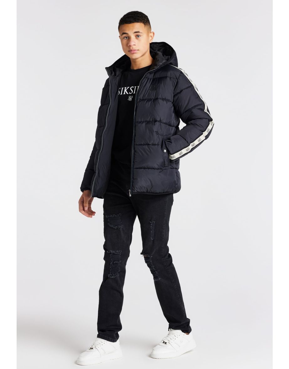 Boy's SikSilk Juniors Bubble Parka Jacket in Black
