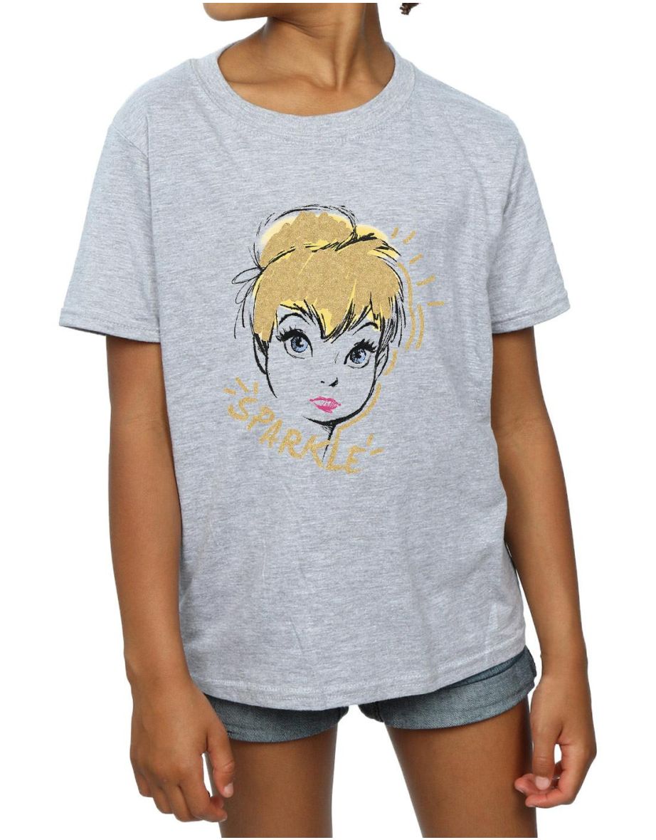 Tinkerbell Girls Sparkle Cotton T-Shirt - Sports Grey - 2