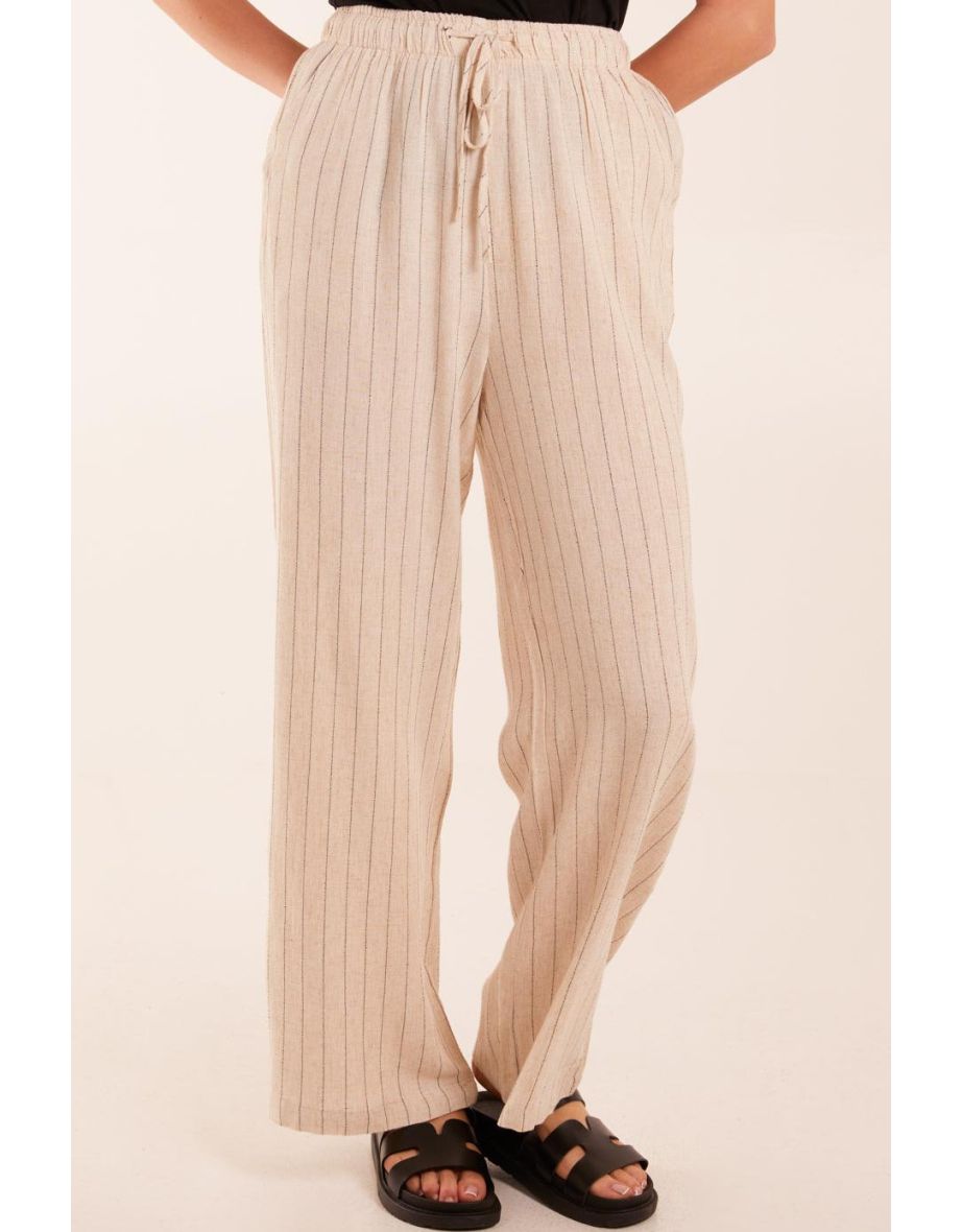 Stripe Wide Leg Linen Trousers