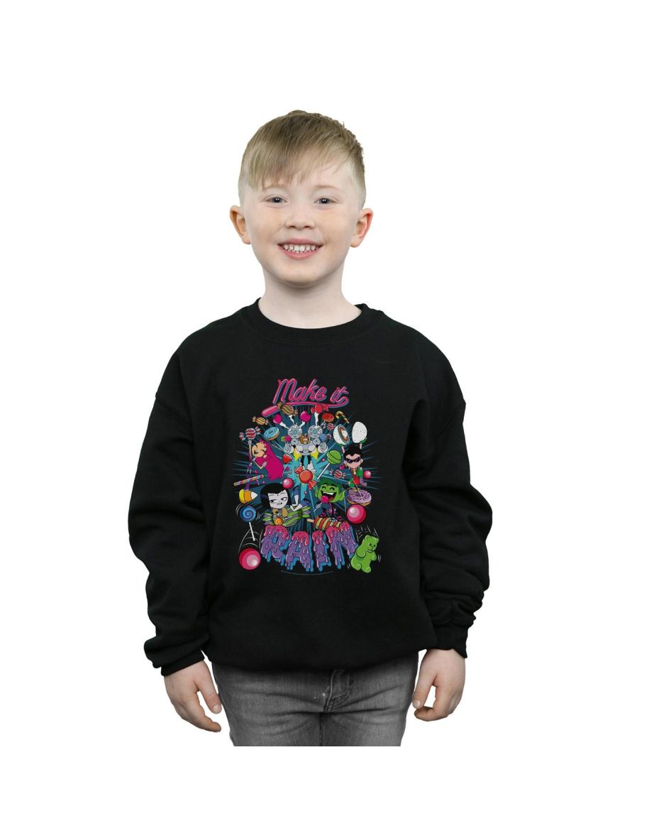 DC Comics Boys Teen Titans Go Make It Rain Sweatshirt - Black