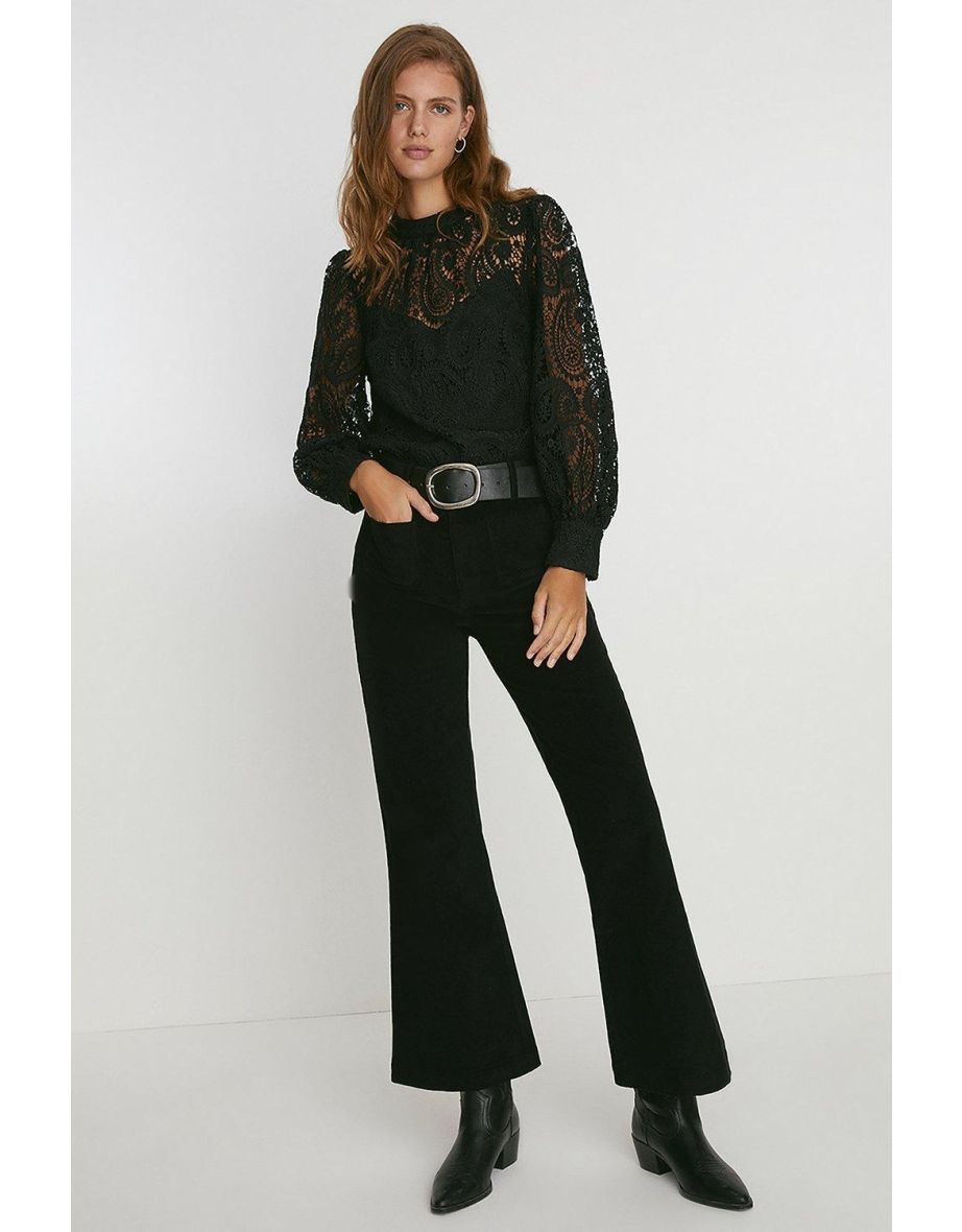 Lace High Neck Blouse - 2