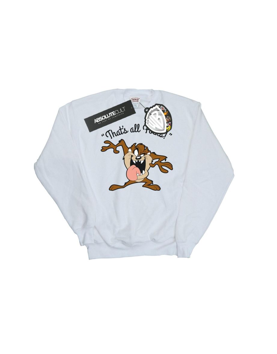 Looney Tunes Womens/Ladies That´s All Folks Taz Sweatshirt - White