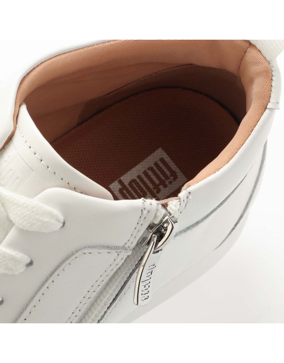 Women's Fit Flop Rally Leather High Top Trainers in White - 4