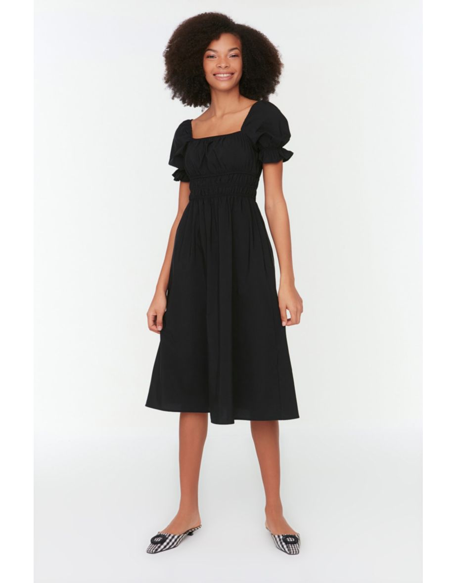 Black A-Line Midaxi Skater Dress - 4